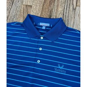 Peter Millar Summer Comfort Crown Sport Golf Polo Shirt Striped Blue Men's Large